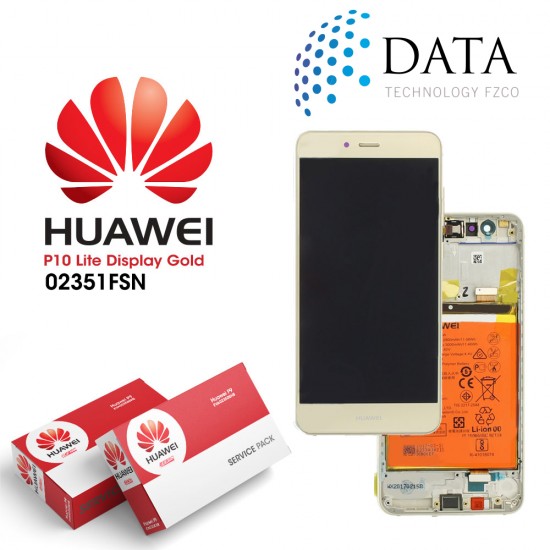 Huawei P10 Lite (WAS-L21) -LCD Display + Touch Screen + Battery Gold 02351FSN